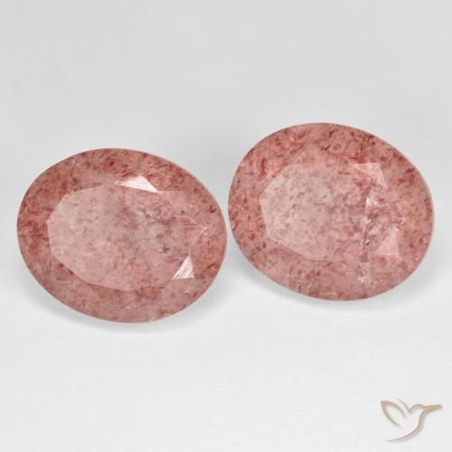 Pedras preciosas de Quartzo Morango rosa rosa natural de 9.62 ct, oval, Translúcido