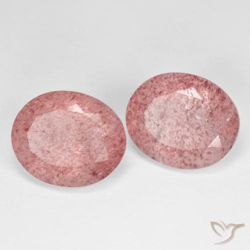 Pedras preciosas de Quartzo Morango Rosa Médio Claro natural de 8.94 ct, oval, Transparente
