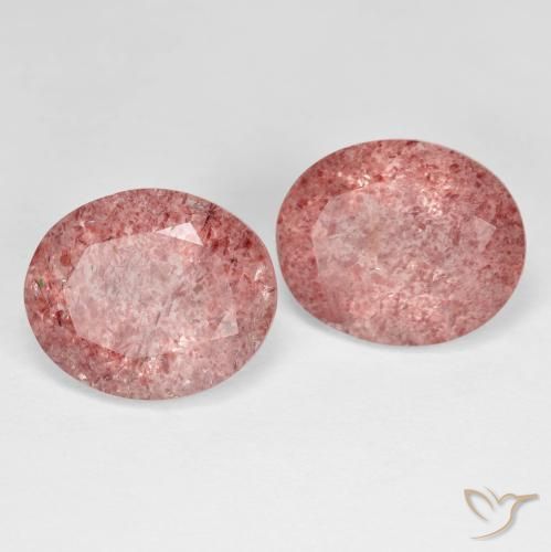 Pedras preciosas de Quartzo Morango rosa rosa natural de 8.37 ct, oval, Transparente