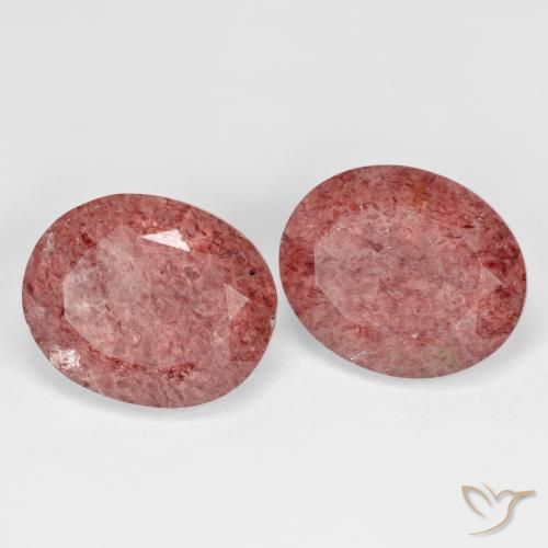 Pedras preciosas de Quartzo Morango Rosa Profundo natural de 9.51 ct, oval, Transparente