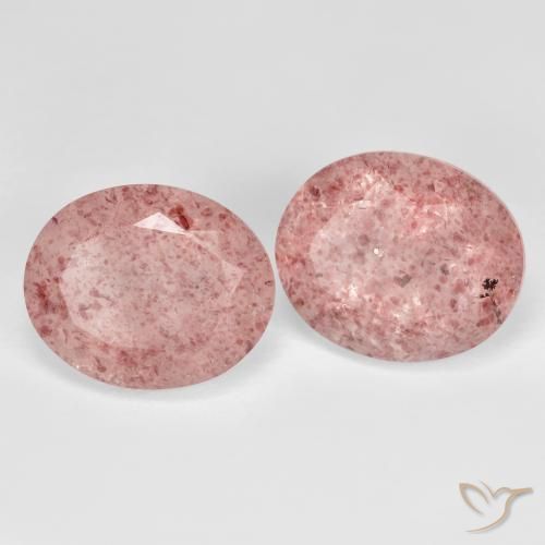 Pedras preciosas de Quartzo Morango Rosa Claro Rosa natural de 9.13 ct, oval, Transparente