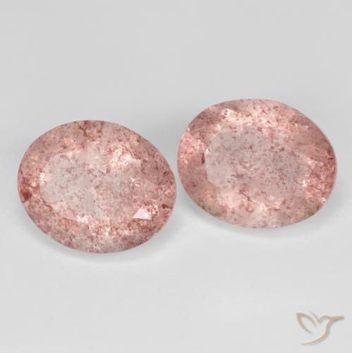 Pedras preciosas de Quartzo Morango Rosa Terroso natural de 8.38 ct, oval, Transparente
