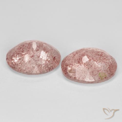 Pedras preciosas de Quartzo Morango Rosa Terroso natural de 8.38 ct, oval, Transparente
