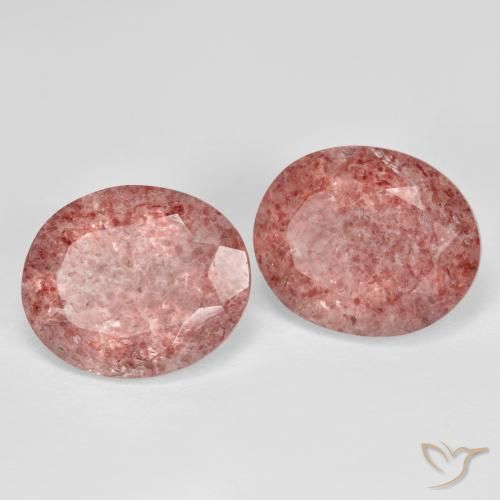 Pedras preciosas de Quartzo Morango rosa médio natural de 8.32 ct, oval, Transparente
