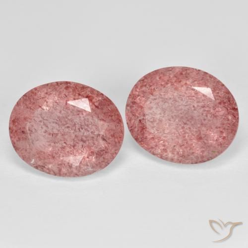 Pedras preciosas de Quartzo Morango Rosa Claro Rosa natural de 9.14 ct, oval, Transparente