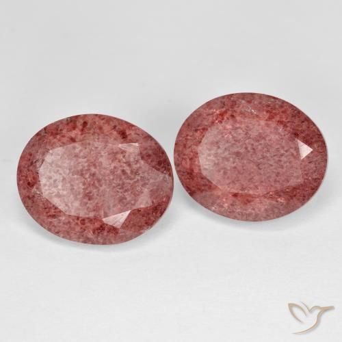 8.31ctw Natural rosa avermelhado Quartzo Morango, oval, Transparente