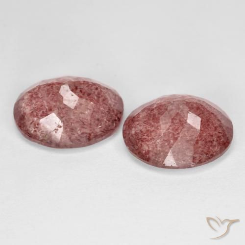 Pedras preciosas de Quartzo Morango rosa avermelhado natural de 8.31 ct, oval, Transparente