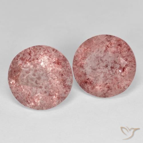 Pedras preciosas de Quartzo Morango Rosa Médio Claro natural de 6.61 ct, Redondo, Transparente