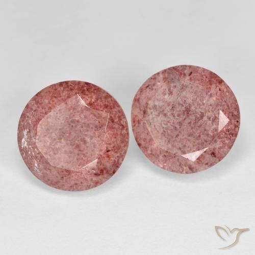 Pedras preciosas de Quartzo Morango rosa rosa natural de 7.24 ct, Redondo, Transparente