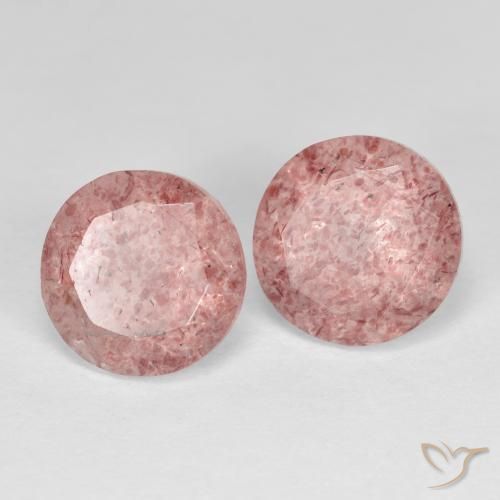 Pedras preciosas de Quartzo Morango rosa médio natural de 3.83 ct, Redondo, Transparente