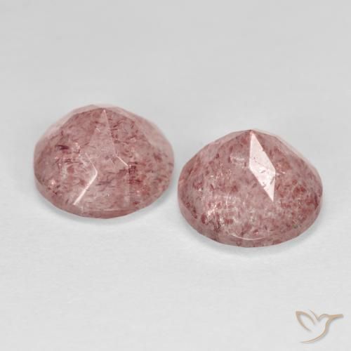 Pedras preciosas de Quartzo Morango rosa médio natural de 3.83 ct, Redondo, Transparente
