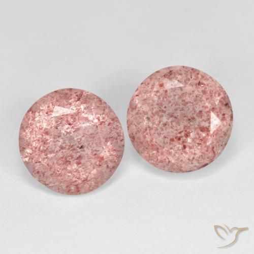 Pedras preciosas de Quartzo Morango Rosa Terroso natural de 3.74 ct, Redondo, Transparente