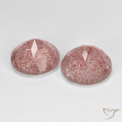 Pedras preciosas de Quartzo Morango Rosa Terroso natural de 3.74 ct, Redondo, Transparente