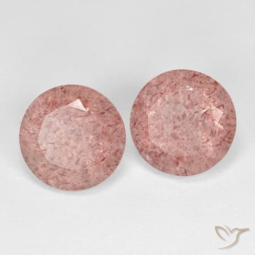 Pedras preciosas de Quartzo Morango Rosa Terroso natural de 3.51 ct, Redondo, Transparente