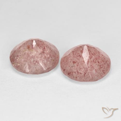 Pedras preciosas de Quartzo Morango Rosa Terroso natural de 3.51 ct, Redondo, Transparente