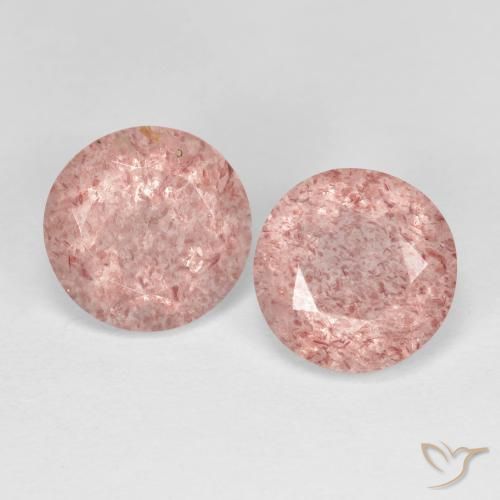 3.27ctw Natural Luz rosa Quartzo Morango, Redondo, Transparente