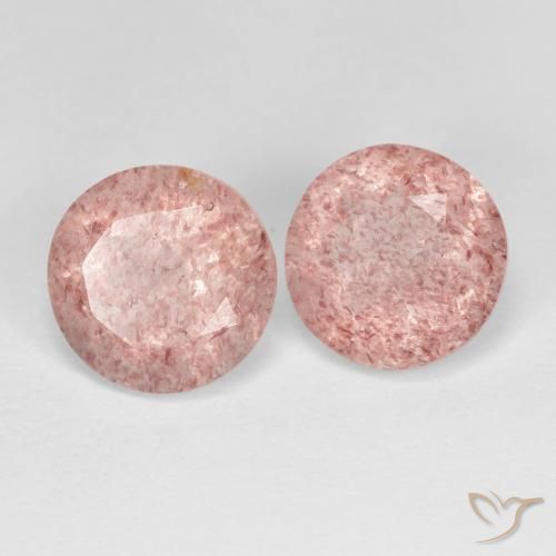 Pedras preciosas de Quartzo Morango Luz rosa natural de 3.27 ct, Redondo, Transparente