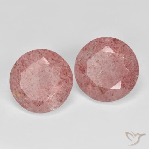 Pedras preciosas de Quartzo Morango Tom Rosa natural de 6.94 ct, Redondo, Transparente