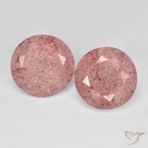 6.63ctw Natural rosa médio Quartzo Morango, Redondo, Translúcido