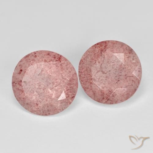 Pedras preciosas de Quartzo Morango rosa médio natural de 6.63 ct, Redondo, Translúcido