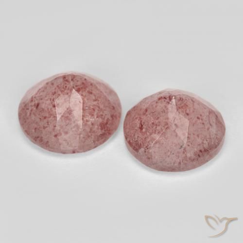 Pedras preciosas de Quartzo Morango rosa médio natural de 6.63 ct, Redondo, Translúcido