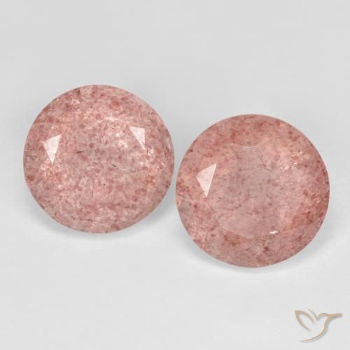 7.22ctw Natural Rosa Terroso Quartzo Morango, Redondo, Translúcido