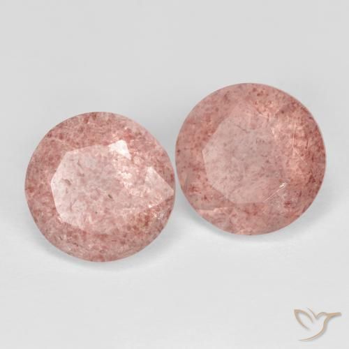 Pedras preciosas de Quartzo Morango Rosa Terroso natural de 7.22 ct, Redondo, Translúcido
