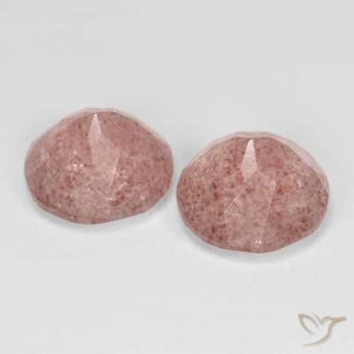 Pedras preciosas de Quartzo Morango Rosa Terroso natural de 7.22 ct, Redondo, Translúcido