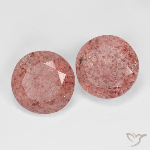 Pedras preciosas de Quartzo Morango rosa médio natural de 7.14 ct, Redondo, Translúcido
