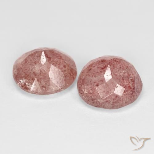 Pedras preciosas de Quartzo Morango rosa médio natural de 7.14 ct, Redondo, Translúcido