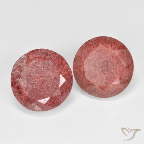 Pedras preciosas de Quartzo Morango Rosa escuro natural de 7.34 ct, Redondo, Translúcido