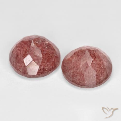 Pedras preciosas de Quartzo Morango Rosa escuro natural de 7.34 ct, Redondo, Translúcido
