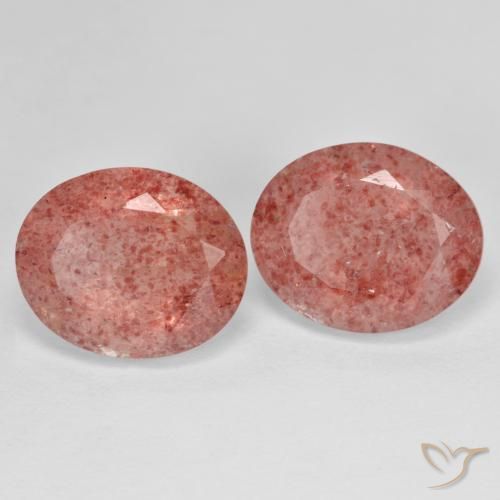 Pedras preciosas de Quartzo Morango rosa médio natural de 9.62 ct, oval, Translúcido