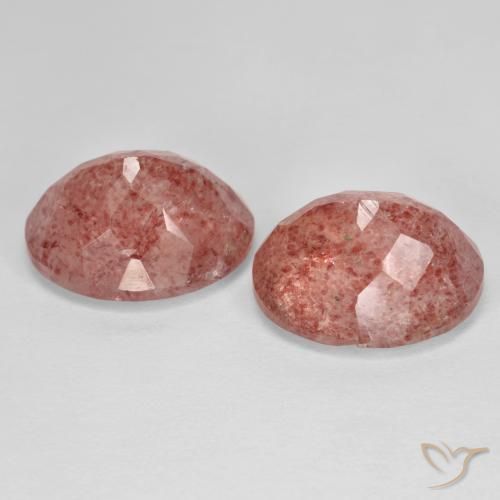 Pedras preciosas de Quartzo Morango rosa médio natural de 9.62 ct, oval, Translúcido