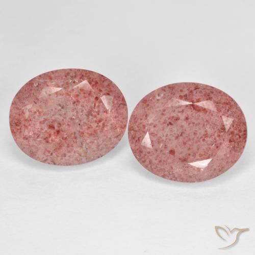 9.60ctw Natural rosa médio Quartzo Morango, oval, Translúcido