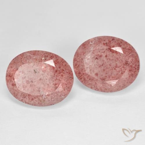 Pedras preciosas de Quartzo Morango rosa médio natural de 9.60 ct, oval, Translúcido