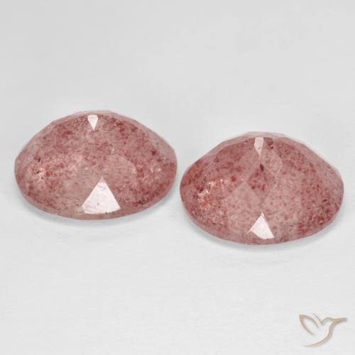Pedras preciosas de Quartzo Morango rosa médio natural de 9.60 ct, oval, Translúcido