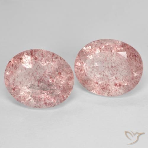 Pedras preciosas de Quartzo Morango rosa médio natural de 8.77 ct, oval, Transparente
