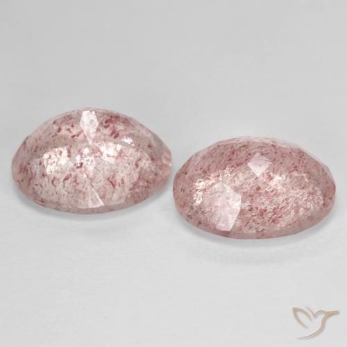 Pedras preciosas de Quartzo Morango rosa médio natural de 8.77 ct, oval, Transparente