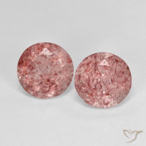 2.50ctw Natural Rosa Terroso Quartzo Morango, Redondo, Transparente