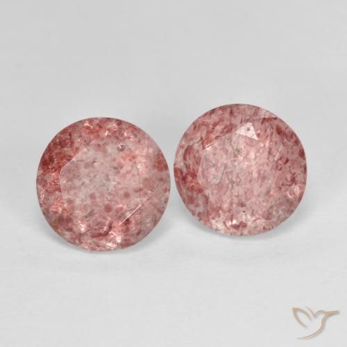 Pedras preciosas de Quartzo Morango Rosa Terroso natural de 2.50 ct, Redondo, Transparente
