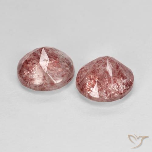 Pedras preciosas de Quartzo Morango Rosa Terroso natural de 2.50 ct, Redondo, Transparente