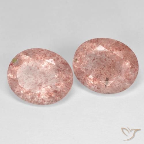 Pedras preciosas de Quartzo Morango rosa médio natural de 8.08 ct, oval, Transparente
