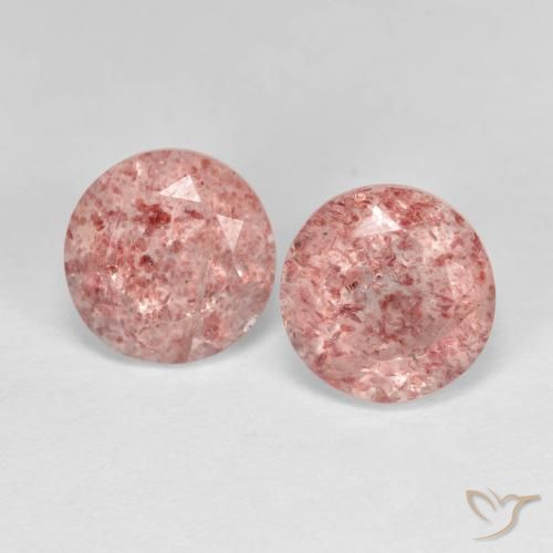 2.91ctw Natural Rosa Terroso Quartzo Morango, Redondo, Transparente