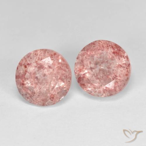 Pedras preciosas de Quartzo Morango Rosa Terroso natural de 2.91 ct, Redondo, Transparente