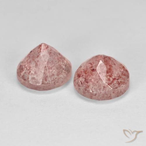Pedras preciosas de Quartzo Morango Rosa Terroso natural de 2.91 ct, Redondo, Transparente