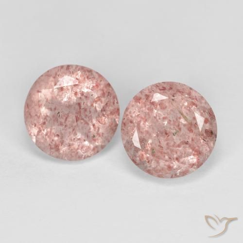 2.73ctw Natural Rosa Terroso Quartzo Morango, Redondo, Transparente