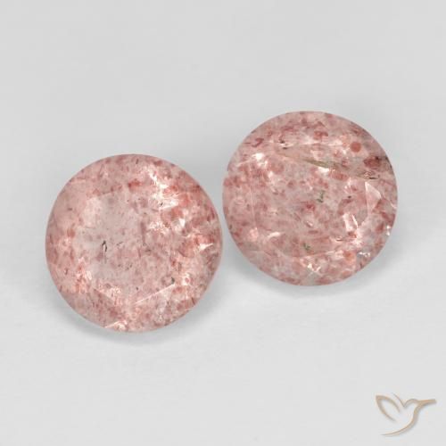 Pedras preciosas de Quartzo Morango Rosa Terroso natural de 2.73 ct, Redondo, Transparente