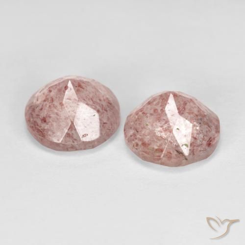 Pedras preciosas de Quartzo Morango Rosa Terroso natural de 2.73 ct, Redondo, Transparente