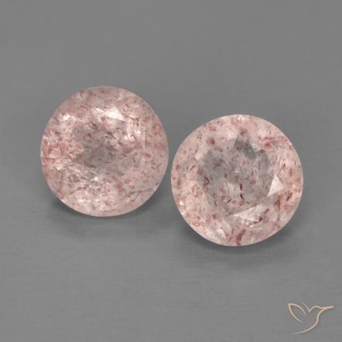 2.21ctw Natural Luz rosa Quartzo Morango, Redondo, Transparente